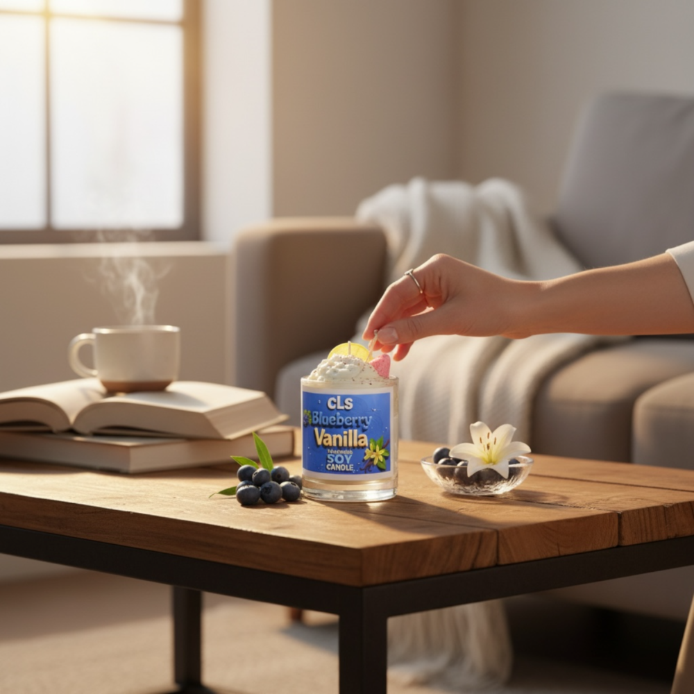 handmade cls candle – blueberry vanilla (320g edition)