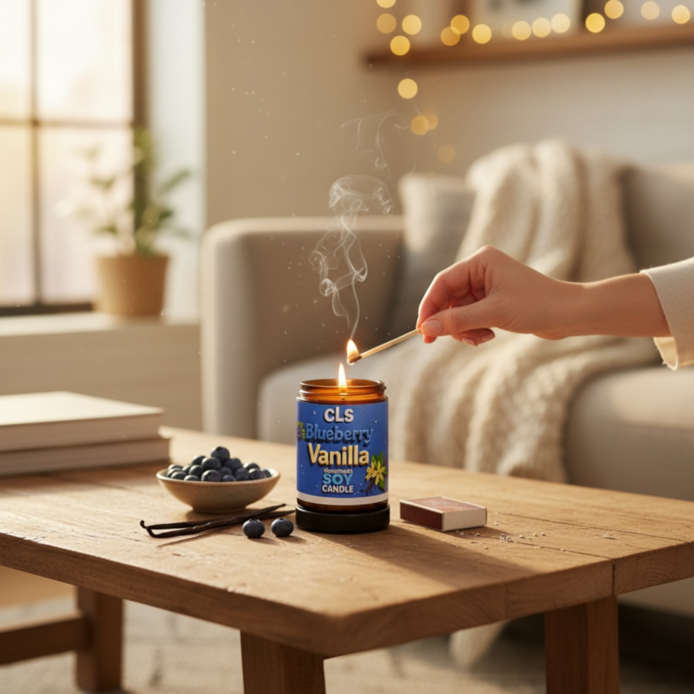 handmade cls candle 🕯️ blueberry vanilla (mini)🥰